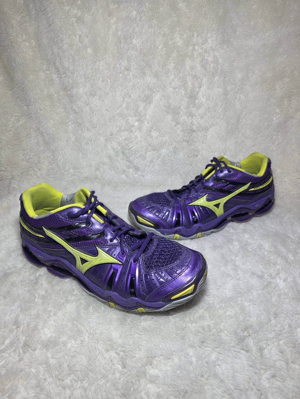 Mizuno Wave Tornado 7 Purple Neon Mens 12 Vintage Technical Y2K Court Sneakers